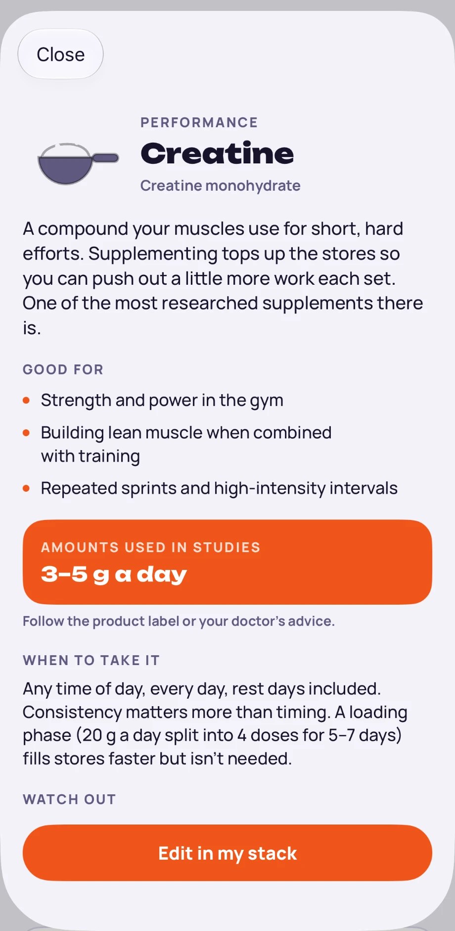 Guide entry for creatine